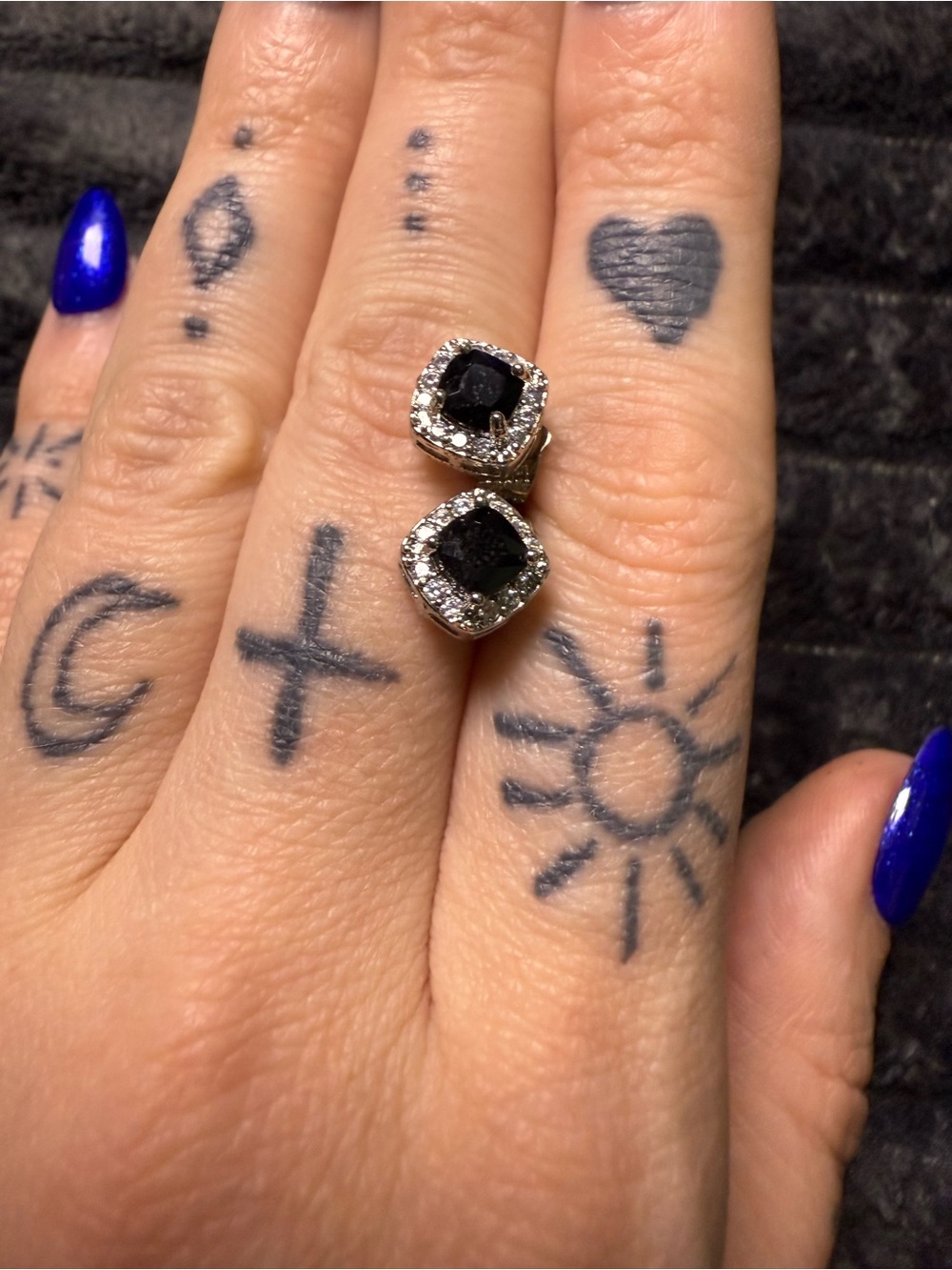 Black Cushion-Cut Halo Stud Earrings - Women Jewelry